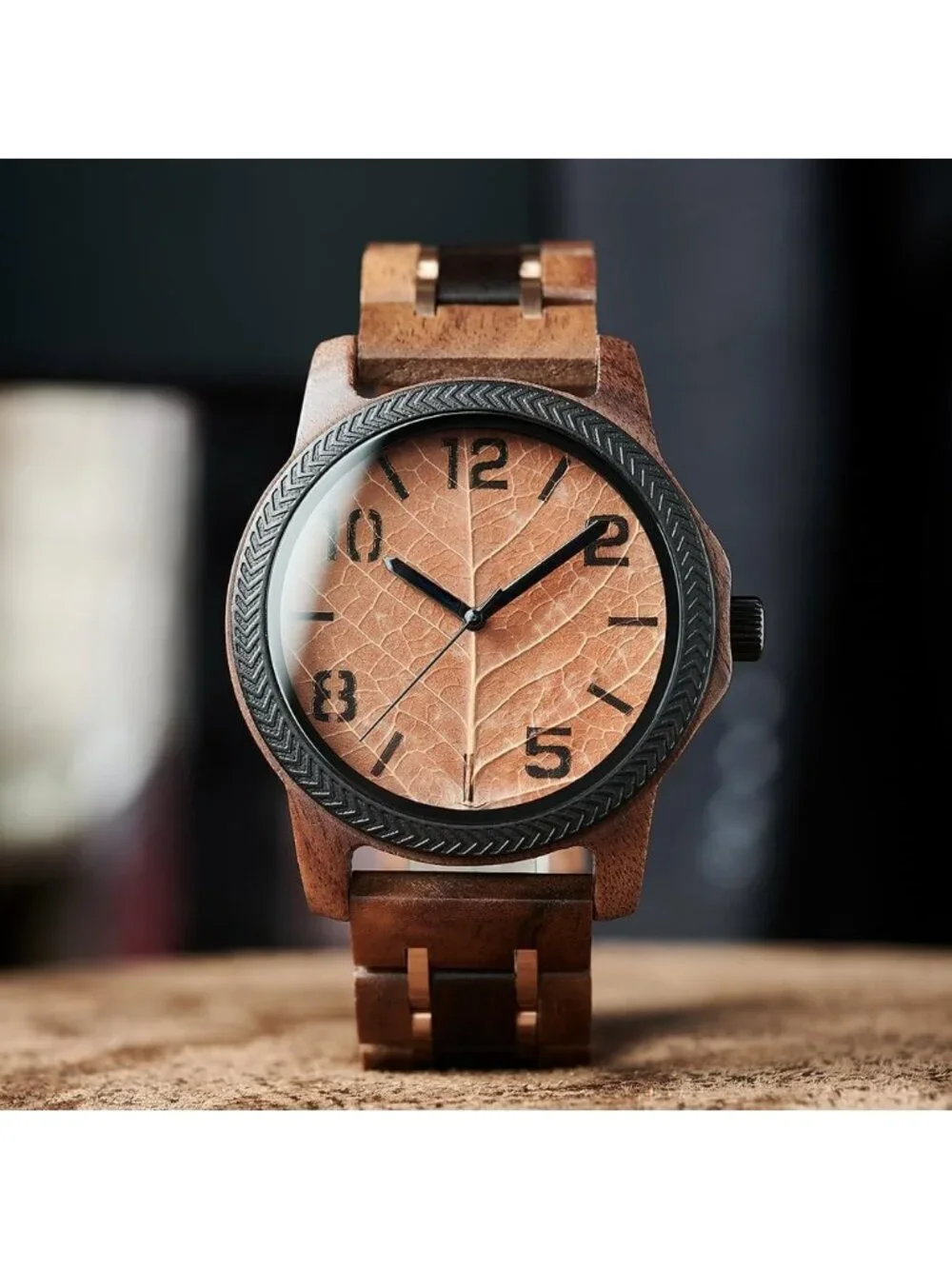 Men's Brown Natural Japanese Quartz Minimalist Style Unique Real Wooden Watch
